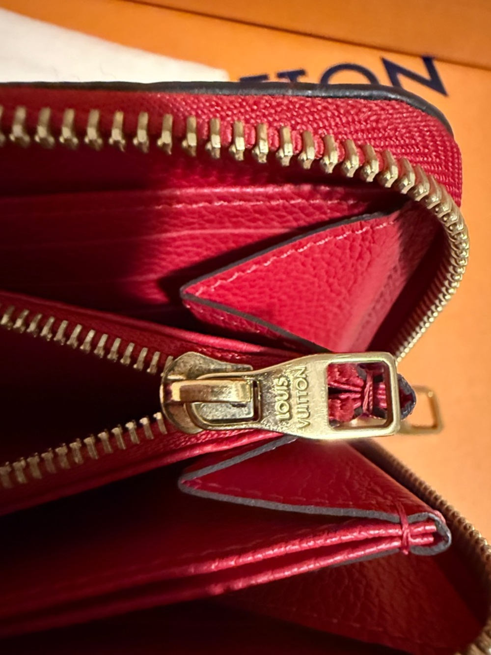 Louis Vuitton Red Embossed Monogram Zippy Wallet - Picture 8 of 9
